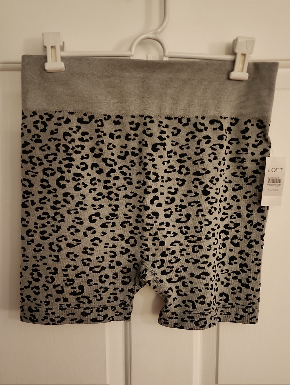 LOFT Gray Leopard Print Bike Shorts